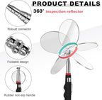 6 Pcs Telescoping Inspection Mirror,Retractable Round Mechanical Mirror Tool,Under Vehicle Square Inspection Mirror,Car Visual Reflector,Retractable Detection Mirror Repair Tool