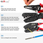 JRready ACT-LY-JRN003 Open Barrel Terminal full cycle ratcheting PremiumGrade Hand Crimping Tool, for Molex MLX (2.13mm) Pin and Socket Crimp Terminals 42023 40204 Series, 18-24 AWG
