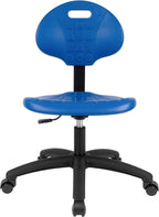 Chair Master Table Height Chair/Stool-Easy to Clean! Deluxe Ergonomic Polyurethane Chair. 5" of Height Adj (15.5"-20.5") 450 lb Capacity. Automotive, Lab, Garage, Home, Office (Self Braking, Blue)