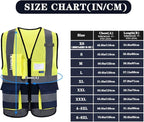 A-SAFETY High Visibility Safety Vest with 4 Reflective Strips 7 Pockets,Yellow&Navy X-Small