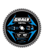 CRALY 12 Inch 60 Teeth Steel and Ferrous Metal Cutting Circular Saw Blade, 1 Inch Arbor, Thin Kerf, Professional Carbide Tipped Blade for Angle Iron, Threaded Rod, EMT Conduit(C1260MC)