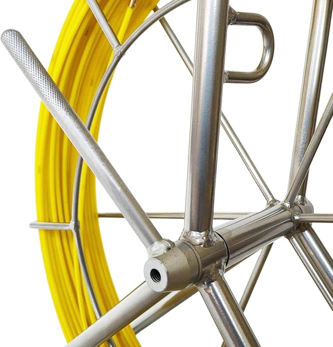 4.5MM 250FT Duct Rodder Cable Pulling Rod Fiberglass Duct Rod Fish Tape Puller Wire Cable Running Rod with Cage