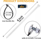 ALBO Zip Ties White 8 Inch 1000 Pack 40 lb, Long Plastic Cable Ties Thick 0.14 Inch Tie Wraps Heavy Duty UV Resistant Nylon Wire Ties for Indoor and Outdoor