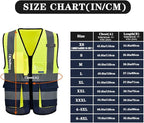 Yellow Navy High Visibility reflective Safety Vest with 4 Reflective Strips 7 Pockets 4xl-5xl