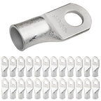 SELTERM 25pcs 4/0 AWG -1/2" Stud Tinned Copper Wire Lugs,Heavy Duty Battery Cable Ends,0000 Gauge Ring Terminals, UL Battery Lugs Marine Grade Copper Eyelets Electrical Battery Terminal Connectors