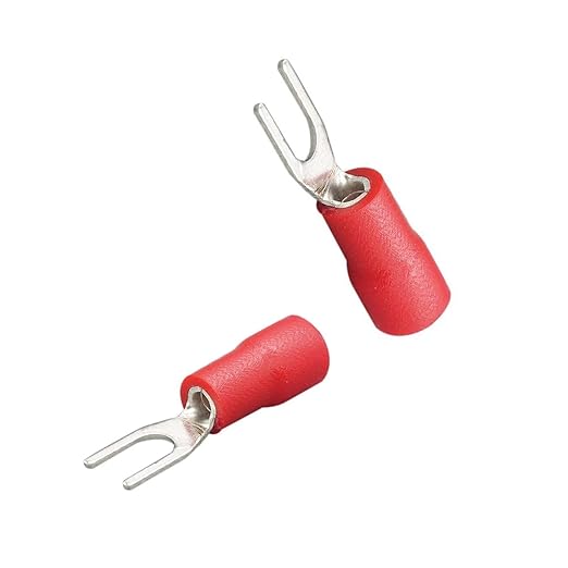 500 Pcs Insulated Fork Spade Wire Connector #8 U-Type Electrical Crimp Terminals 22-16 AWG- Red