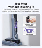 NARWAL S30 Pro Wet Dry Vacuum Cleaner with 20000Pa Suction, Cordless Vacuum Mop for Hard Floors, Tangle-Free Hair-Cutting, 180° Lie Flat, 194°F Self-Cleaning, Disposable Waste Bag, Edge Cleaning