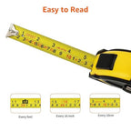 Amazon Basics Self-Locking Tape Measure, 25 feet (8-meters), inch/metric Scale, MID Accuracy, 2-Pack, Yellow