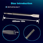 16-Inch SDS Plus Chisel, 3/4 Inch Flat Chisel with Sds Plus Shank Ideal for Concrete Demolition, Tile Removal Chisel Tool for SDS Plus Hammer Drill Attachment