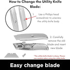 INTERNET'S BEST Premium Utility Knife | Retractable Box Cutter with Metal Handle | Heavy-Duty Cutting for Cardboard, Carpet, Plastic | Retractable Blade | Includes 1 Razor Knife & Extra Blades