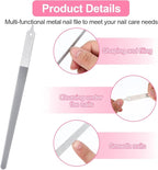 Diamond Deb Nail File 4 Pack Double Sided Fingernail Files for Natural Nails, Stainless Steel Toenail File with Sharp Pointed Tip, Professional Fine Grit Finger Nail Files for Women Men Girls (6in)
