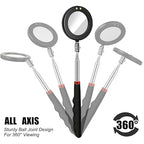 Tatuo 4 Pieces LED Mirror Inspection Telescoping Round Square Mirror Inspection Tool for Check The Condition of Vehicle, Observe The Eyelashes, Mouth and Other Small Parts
