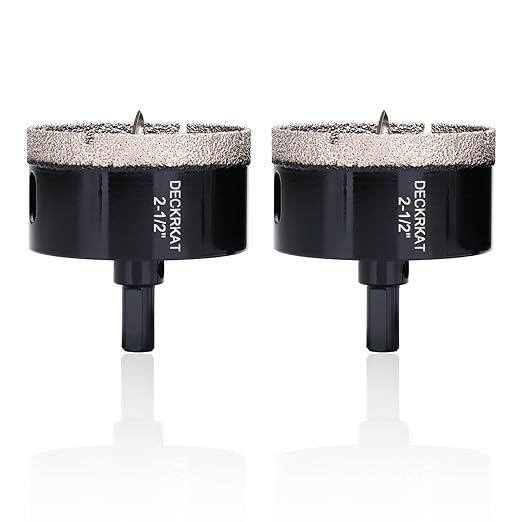 2-1/2 Inch Diamond Hole-Saw Bits with Pilot Drill Bit - 2pc 2-1/2" Diamond Tipped Tile Hole Saws with Guiding Bit Accurate Drilling for Porcelain Tile Ceramic Pottery Granite Stone Glass Bottles 65mm