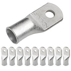 SELTERM 10pcs 1/0 AWG-1/4 Stud Tinned Copper Wire Lugs, Heavy Duty Cable Ends, 0 Gauge Ring Terminals, UL Battery Lugs Marine Grade Copper Eyelets Electrical Terminal Connectors
