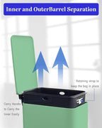 Rubbish Bin with Lid, 10 L, Stainless Steel Bathroom Waste Bin, Small Waste Bin, Pedal Bin, Stainless Steel for Bathroom, Bedroom and Office, Green