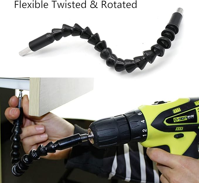 105 Degree Right Angle Drill Adapter, 1/4" Hex Shank Driver Angle Drill Attachment with Multi-function Bend Screwdriver Bit, Angle Driver for Drill, Drill Attachment for Household Work (L+S（BK）)