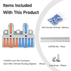 3Pcs Lever Wire Connectors, 2 in 10 Out, Push-in, 4-2.5 mm² Quick Wiring DIN Terminal Blocks, 36Pcs Wire Ferrules Terminals & 6.89 Inch DIN Rail Included