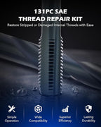 Orion Motor Tech Thread Repair Kit, SAE Helicoil Repair Kit with HSS Drill Bits Thread Inserts Taps Breakoff Installation Tools, Portable Rethreading Tool Kit in 1/4" 5/16" 3/8" 7/16" 1/2" Sizes