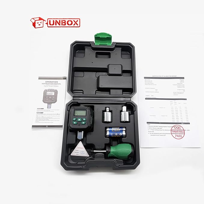 1/2-Inch Drive Digital Torque Adapter, 12.5-250 ft-lb (17-340 Nm), ±2% Accuracy - Electronic Torque Meter Gauge & Checker with Buzzer & LED Alerts for Automotive, Truck, SUV Lug Nuts