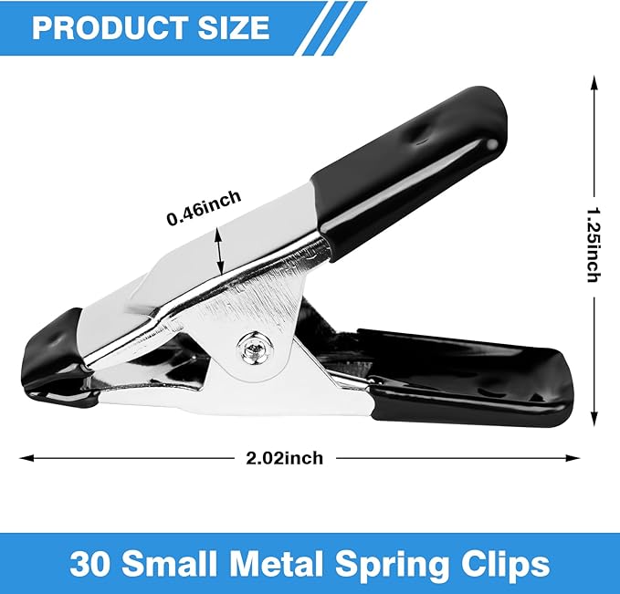 30 Pcs Small Clamps,Garden 2 Inch Mini Spring Clips Clamps Heavy Duty for Crafts/Backdrop/Greenhouse,Metal Chip Clips Open Mouth is 3/4 Inch for Woodworking Photography