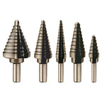 Aleric Step Drill Bit Set - 5 Pcs High Speed Steel Titanium Step Drill Bits, Step Bits for Metal,Wood,Plastic, Step Bit, Multiple Size Hole Cutting Drilling Cone Unibit Step Drill Bit for DIY Lovers