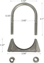 Heavy Duty 2.5 Inch Muffer Clamps Exhaust 2 1/2" Stainless Steel U Bolt Clamp on Tip Pipes Connection