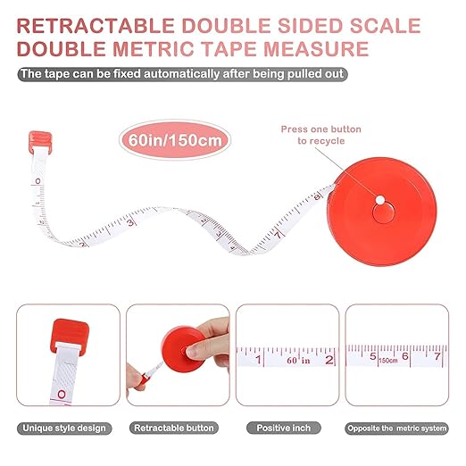 12 | 24 | 36 | 48 | 72 | 96 | 120 Pack Tape Measure,12 Colors Soft Retractable Measuring Tape 60-Inch/150cm, for Body Measuring Tailor Cloth Home Craft Measurements (24 Pack)