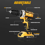 Cordless Drill Tool Kit Set: 21V Power Drill Tool Box with Battery, 2-Speed, 42N.m Max, Electric Screwdriver Driver for Men Home Hand Repair Basic Toolbox Tools Sets Drills Case