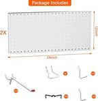 TORACK Metal Pegboard Wall Organizer 24" x 24" or 12" x 48", 70PCS Tools Storage Pegboard for Garage Peg Board Tool Organizer Board with Hooks for Workbench(Grey)