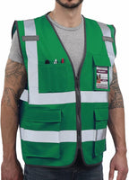 Dib Safety Reflective Vest High Visibility with Pockets and Zipper, Green 4XL
