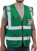 Dib Safety Reflective Vest High Visibility with Pockets and Zipper, Green 2XL