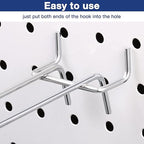 Shimeyao 50 Pack Pegboard Hook Stainless Steel Peg Board Tool Utility Hooks Double Arm Pegboard Display Hook Hanging for 1/8 Pegboard Accessories Garage Storage Organizer, 0.13'' Thick(4.72'')