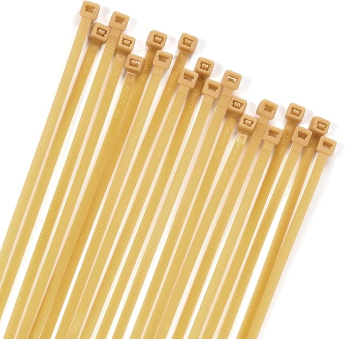 XINGO 100PCS Cable Zip Ties Heavy Duty, Premium Nylon Plastic Wire Ties with 50 Pounds Tensile Strength, Self-Locking Black Nylon Zip Ties for Indoor and Outdoor (6 inch, Gold)