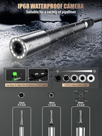 Anysun Sewer Inspection Camera Self-Leveling 512Hz Sonde Meter Counter, Built-in Microphone & Speaker, 1080P 9" IPS Monitor, IP68 Waterproof Endoscope Camera with DVR, 230Ft Harder Cable(16GB TF Card)