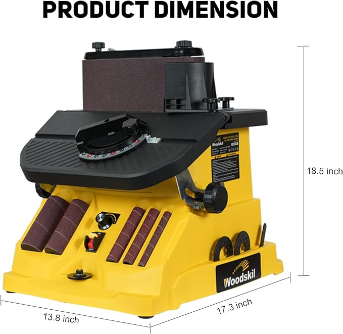 4A Variable Speed Oscillating Belt and Spindle Sander - 4x24” Belt, 5 Sanding Sleeves, 1000-1800RPM Adjustable Speed Control for Woodworking Projects - Efficient Dust Collection for Smooth Finishes