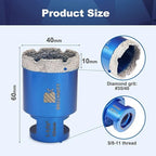 1-3/5 Inch Diamond Core Drill Bit for Porcelain Tile Ceramic Marble Granite Drilling,BRSCHNITT 1pc Vacuum Brazed Diamond Hole Saw with 5/8-11 Thread (40mm)