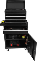 Rolling Tool Cabinet Tool Box, 5-Drawer Storage Chest with Detachable Organizer, Removable Portable Tool Box for Garage Warehouse (Black)