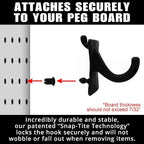 PegPro® J Hooks Kit for Standard “Wood Fiber” pegboard – Durable Plastic Pegboard Hooks - for Garage, Kitchen, Craft Room, and More (J Hook - 24 Pack, Black)
