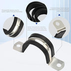 10PCS Reinforced Rigid Pipe Strap Clamp 1-1/4 Inch Conduit Clamp with Rubber Straps, Pipe Brackets for Mounting 2 Hole U Clamps Brackets Strap Hanger Tube Tension Clips Heavy Duty
