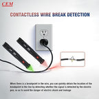 Voltage Tester,CEM AC-6 Non-Contact Voltage Detector,Electrical Tester,AC,LCD Display in Percentage,Buzzer Alarm,Live Wire Tester,Wire Breakpoint Finder - Black-Built-in/External Battery (Random)