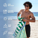 Dock & Bay Beach Towel - Quick Dry, Sand Free - Compact, Lightweight - 100% Recycled - Includes Bag - Blueberry Spritz - Extra Large (200x90cm, 78x35)