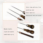 6 PCS Awl Tool, Leather Awl Punch Tool, Gourd Shape Handle Punch Tools for DIY Leather Sewing Punching