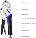 Vice Grips, 6-Pack Vise Grips 5"/7"/10" Curved Jaw Locking Pliers, 6-1/2" & 9-1/2" Needle Nose Pliers Set and 6" C-Clamp for Welding, Woodworking, Metal Working