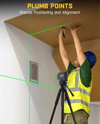 Fanttik D2 APEX Laser Level with Plumb Points, 100 ft Self-Leveling Green Cross Line Laser with LED Display, 170° Horizontal Wide Angle, Magnetic Bracket, for Picture Hanging and Home Improvement