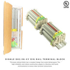 DIN Rail Terminal Blocks Gray Kit by International Connector 20 Dinkle DK2.5N 12 AWG Gauge 20A 600V Ground DK4N-PE Jumper DSS2.5N-10P End Covers End Brackets Grey