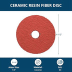 Benchmark Abrasives 4 1/2 Inch Sanding Discs Ceramic Resin Fiber Grinding Disc for Grinding, Stripping on Wood, Fiberglass, Metal, 7/8" Arbor Angle Grinder Sanding Disc, 25 Pack - 80 Grit