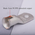 8Pcs 6 AWG 3/8" Stud and 8Pcs 6 AWG 5/16" Stud Heavy Duty Tinned Copper Wire Lugs with 16Pcs Heat Shrink Tubing Ring Terminals 6 Gauge Battery Cable Ends Bare Copper Eyelets