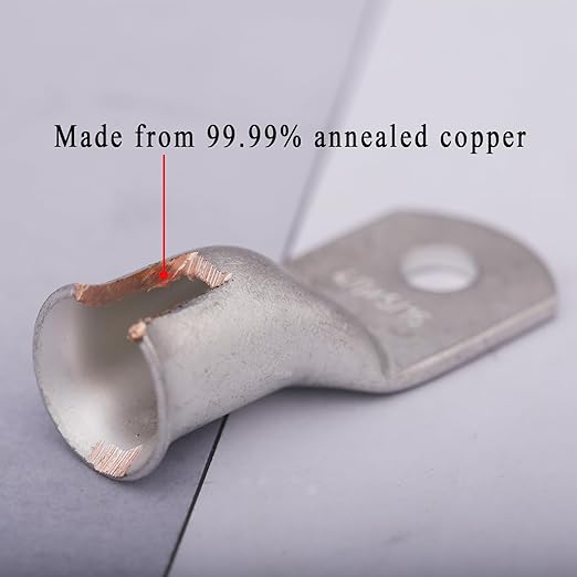16Pcs 4 AWG 3/8" Stud Heavy Duty Tinned Copper Wire Lugs with 16Pcs Heat Shrink Tubing Ring Terminals Battery Cable Ends Bare Copper Eyelets