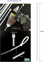HS Clear Zip Ties 6 Inch Small (Bulk 1000 Pack) 18 LBS Self Locking Zip Ties White Nylon Ties Thin,Strong and Durable