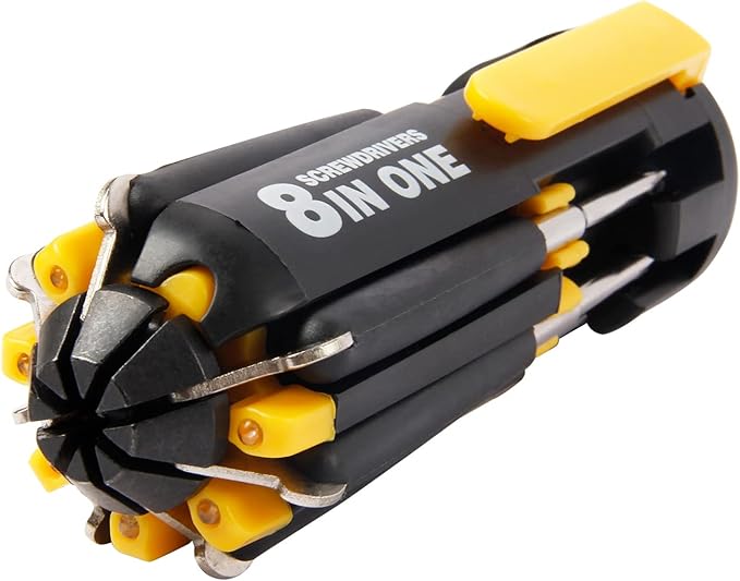 8 in 1 Screwdriver with Flashlight, Multi Functional 8 in 1 Screwdrivers Tool Set with Worklight for Household, Auto